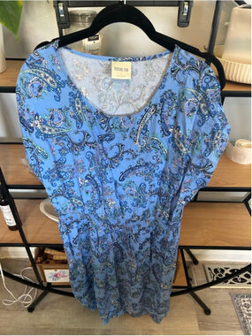 Women's Bedford Fair Blue Paisley Dress L